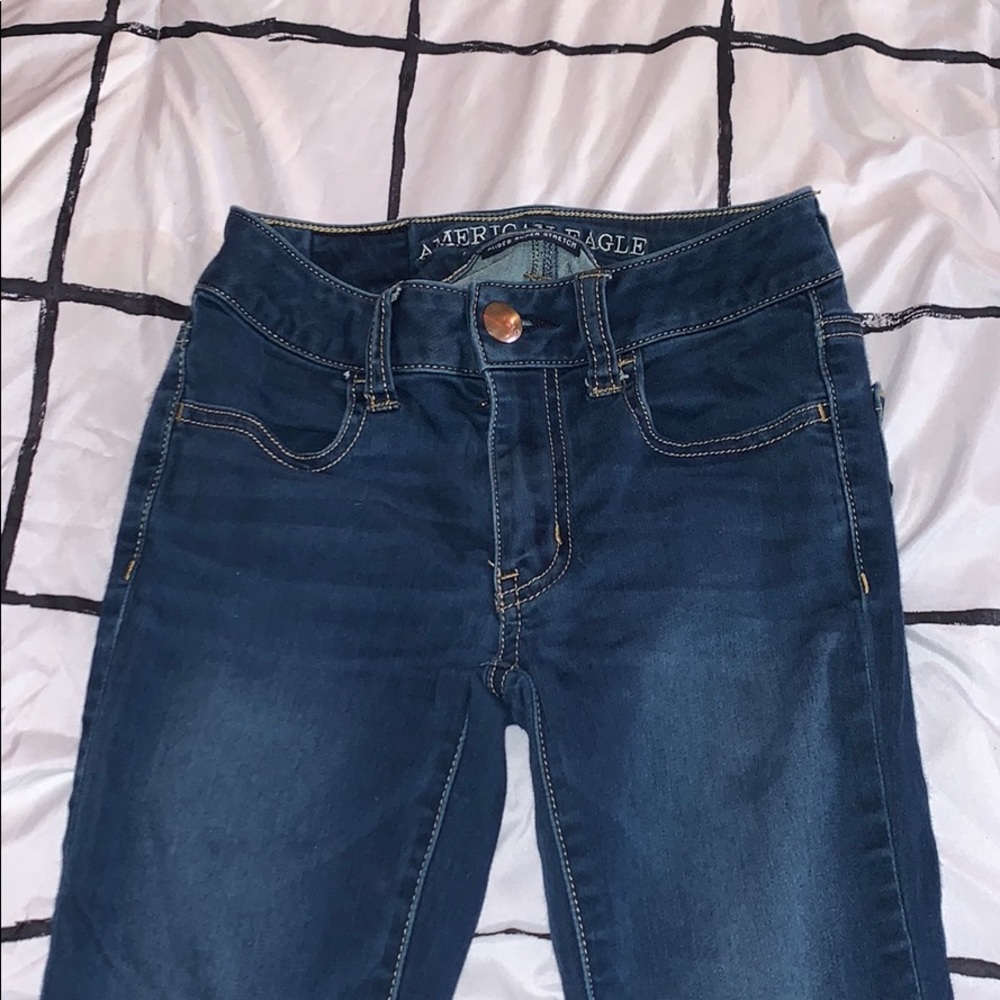 dark blue jeans